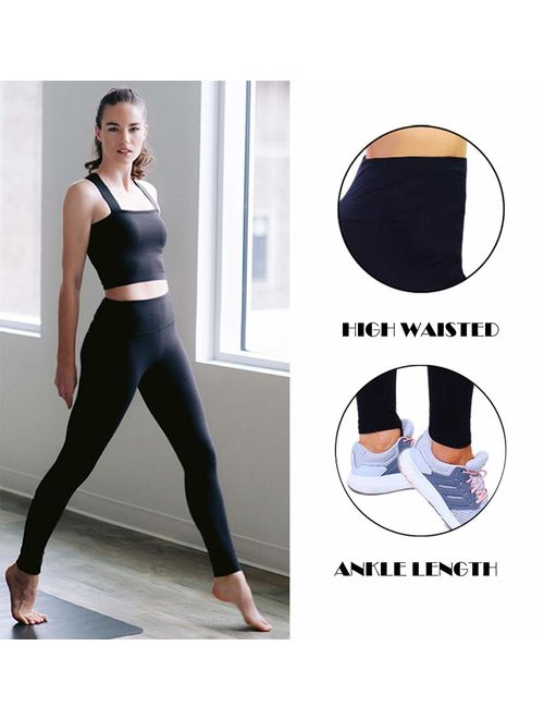 CAMPSNAIL High Waisted Spandex Leggings for Women - Soft High Rise Tummy Control Athletic Legging Fabletics Seamless Pants