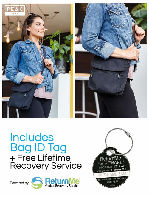 Travel Crossbody Purse - Hidden RFID Pocket - Includes Lifetime Lost & Found ID