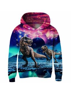 Funnycokid Boys Girls Fleece Hoodies 3D Print Pullover Sweatshirts Hooded Jumpers 5-14Y