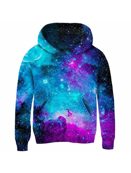 Funnycokid Boys Girls Fleece Hoodies 3D Print Pullover Sweatshirts Hooded Jumpers 5-14Y