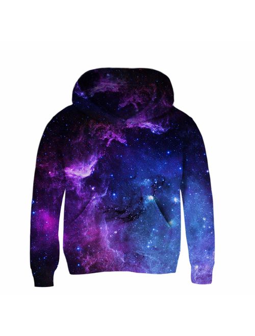 Funnycokid Boys Girls Fleece Hoodies 3D Print Pullover Sweatshirts Hooded Jumpers 5-14Y