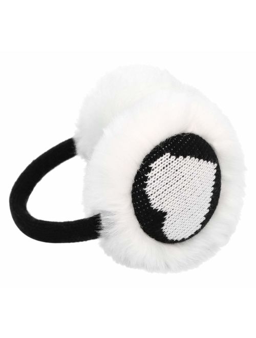 Simplicity Women's Winter Knitted Faux Fur Plush Earmuffs w/Lined Trim