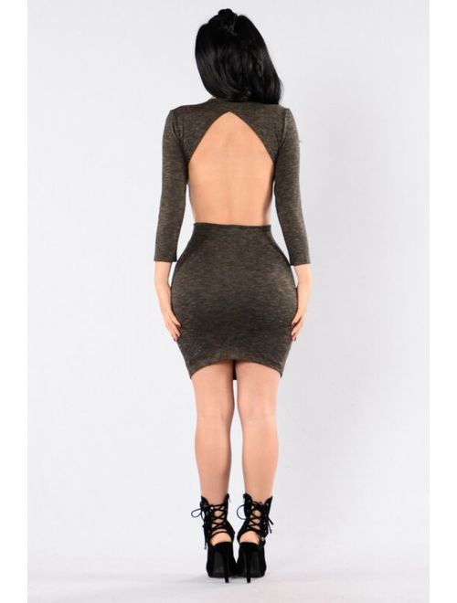 Fashion Nova Someone I Used To Know Dress Mocha Size Medium Kim Kardashian Style