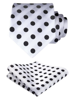 Extra Long Polka Dots Tie Handkerchief Men's Necktie & Pocket Square Set