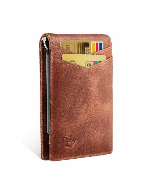 Minimalist Slim Bifold Front Pocket Wallet with Money Clip for men,Effective RFID Blocking & Smart Design