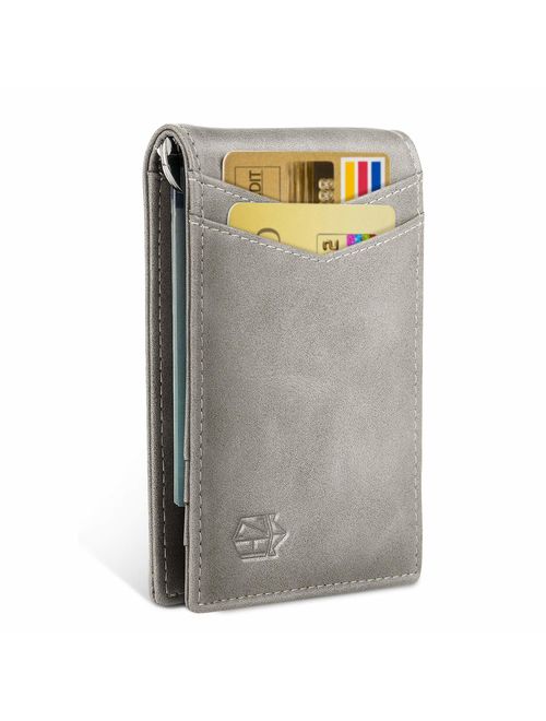 Minimalist Slim Bifold Front Pocket Wallet with Money Clip for men,Effective RFID Blocking & Smart Design