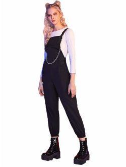 Womens Casual Bib Straight Leg Denim Jean Overall Jumpsuit with Pocket