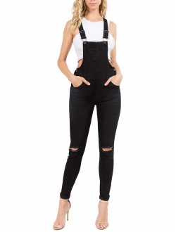 Love Moda Women's Sexy Distressed Slim Fit Skinny Overalls with Spandex