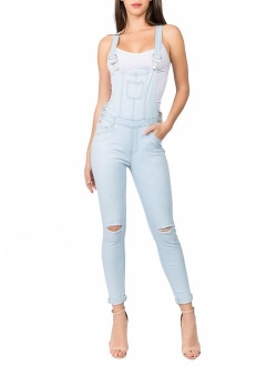 Love Moda Women's Sexy Distressed Slim Fit Skinny Overalls with Spandex