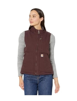 Women's Relaxed Fit Washed Duck Sherpa-Lined Mock-Neck Vest