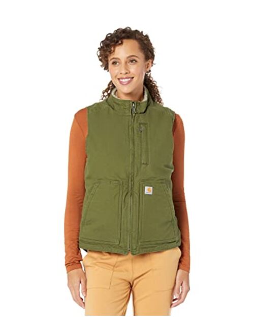 Carhartt Women's Relaxed Fit Washed Duck Sherpa-Lined Mock-Neck Vest