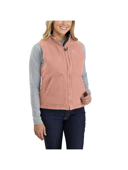 Carhartt Women's Relaxed Fit Washed Duck Sherpa-Lined Mock-Neck Vest