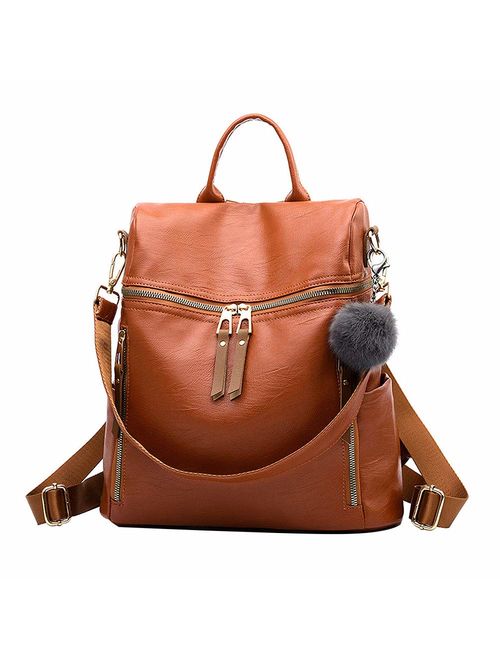 Designer Leather Backpack Purse Multifunctional Ladies Backpacks Solid Shoulder Bags for Womens