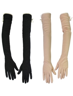 kilofly Women's Long Anti-UV Breathable Arm Sun Block Driving Gloves, 2 Pairs