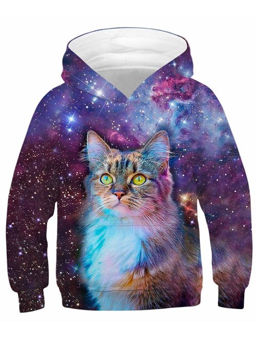 NAYINLAN Women Rainbow Unicorn Print Pullover Hoodies Sweatshirt