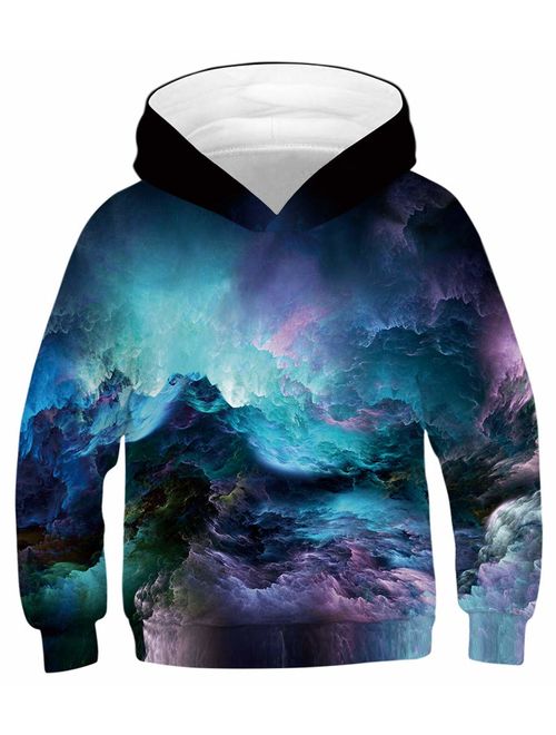 NAYINLAN Women Rainbow Unicorn Print Pullover Hoodies Sweatshirt