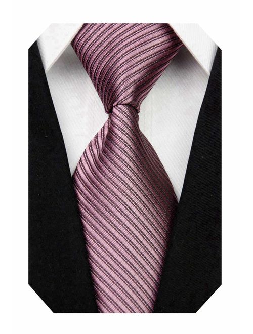 Wehug Men's Classic Solid Tie Silk Woven Necktie Jacquard Neck Ties For Men