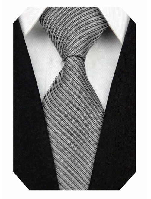 Wehug Men's Classic Solid Tie Silk Woven Necktie Jacquard Neck Ties For Men