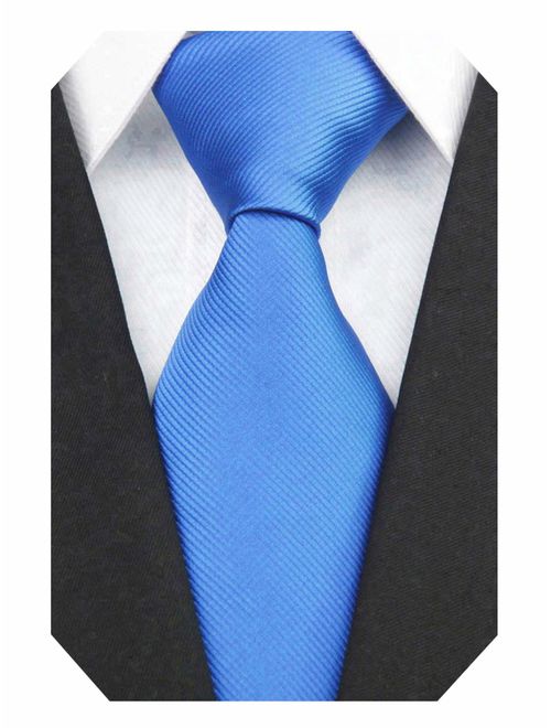 Wehug Men's Classic Solid Tie Silk Woven Necktie Jacquard Neck Ties For Men