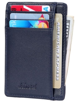 Kinzd Slim Wallet RFID Front Pocket Minimalist Leather Wallet thin Card Holder