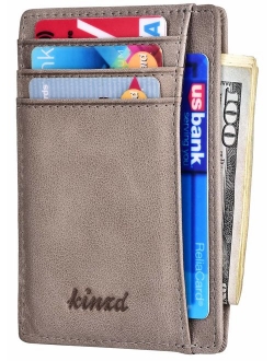 Kinzd Slim Wallet RFID Front Pocket Minimalist Leather Wallet thin Card Holder