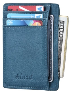 Kinzd Slim Wallet RFID Front Pocket Minimalist Leather Wallet thin Card Holder