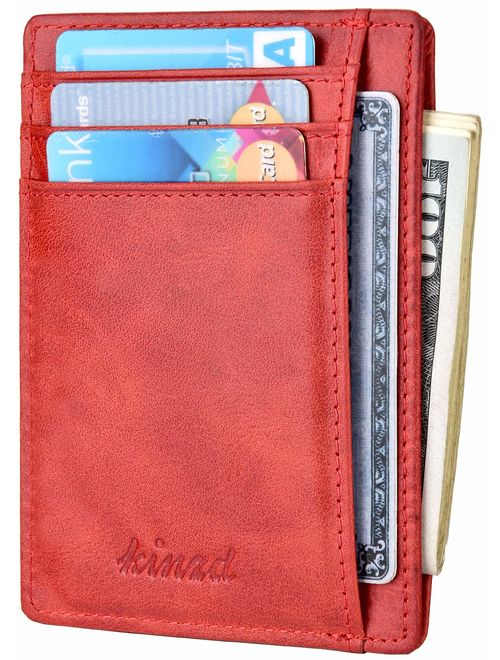 Kinzd Slim Wallet RFID Front Pocket Minimalist Leather Wallet thin Card Holder