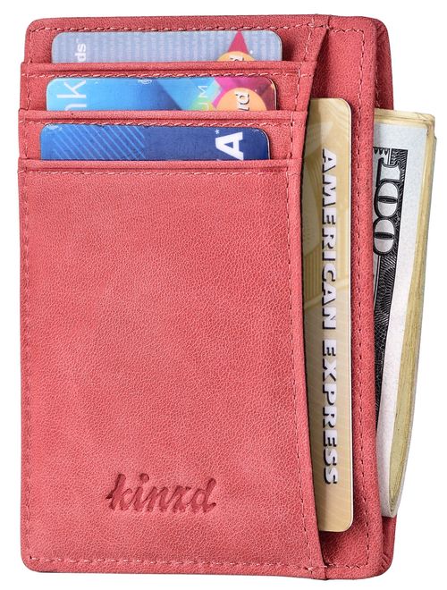 Kinzd Slim Wallet RFID Front Pocket Minimalist Leather Wallet thin Card Holder