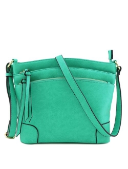 Triple Zipper Pocket Medium Crossbody Bag