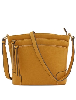 Triple Zipper Pocket Medium Crossbody Bag