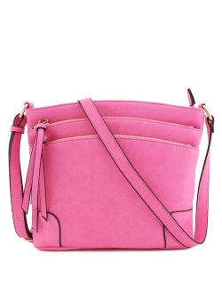 Triple Zipper Pocket Medium Crossbody Bag