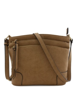 Triple Zipper Pocket Medium Crossbody Bag