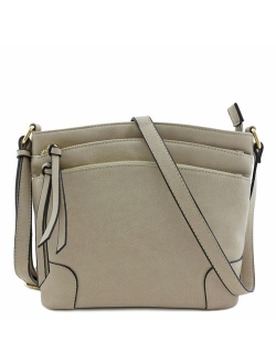 Triple Zipper Pocket Medium Crossbody Bag