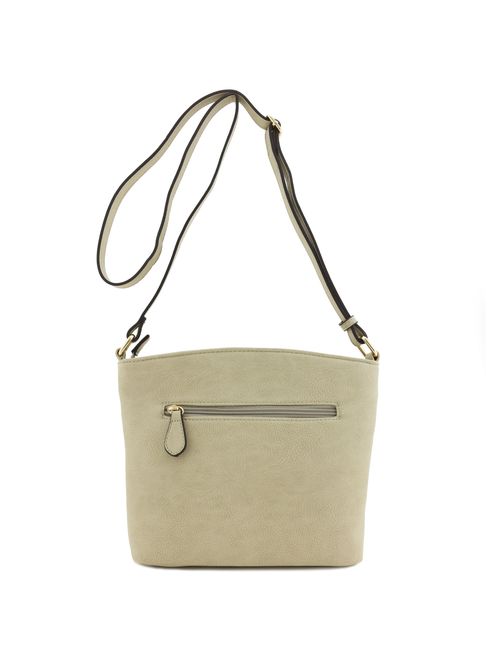 Triple Zipper Pocket Medium Crossbody Bag