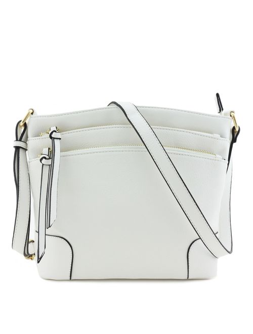 Triple Zipper Pocket Medium Crossbody Bag