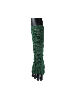 Women Winter Christmas Fingerless Thumbhole Elbow Length Knitted Gloves Arm Warmer