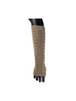 Women Winter Christmas Fingerless Thumbhole Elbow Length Knitted Gloves Arm Warmer