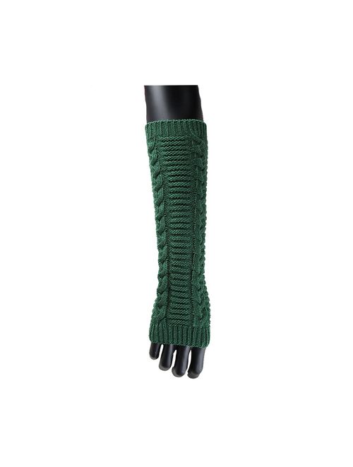 Allegra K Women Winter Christmas Fingerless Thumbhole Elbow Length Knitted Gloves Arm Warmer