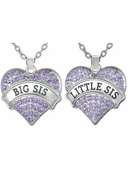 Big Sister & Little Sister Matching Heart Necklace Gift Set of 2, Big Sis Lil Sis Jewelry Gifts for Girls, Teens, Women