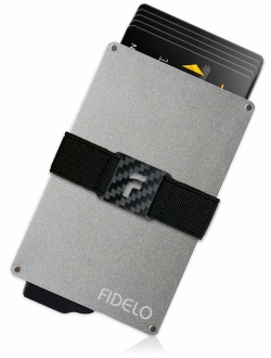 FIDELO Minimalist Wallet for Men - Slim Credit Card Holder RFID Mens Wallets and Leather Case