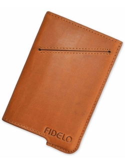 FIDELO Minimalist Wallet for Men - Slim Credit Card Holder RFID Mens Wallets and Leather Case