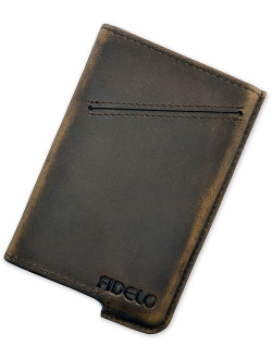 FIDELO Minimalist Wallet for Men - Slim Credit Card Holder RFID Mens Wallets and Leather Case