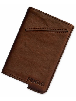 FIDELO Minimalist Wallet for Men - Slim Credit Card Holder RFID Mens Wallets and Leather Case