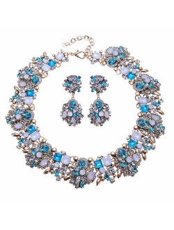 Crystal Rhinestone Statement Necklace, Christmas Gift Vintage Chunky Chain Choker Collar Bib Statement Necklace Fashion Costume Jewelry Necklaces for Women