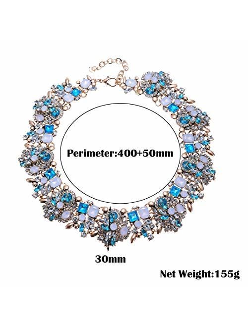 Crystal Rhinestone Statement Necklace, Christmas Gift Vintage Chunky Chain Choker Collar Bib Statement Necklace Fashion Costume Jewelry Necklaces for Women