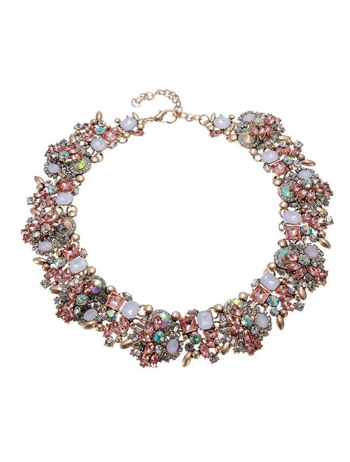 Crystal Rhinestone Statement Necklace, Christmas Gift Vintage Chunky Chain Choker Collar Bib Statement Necklace Fashion Costume Jewelry Necklaces for Women