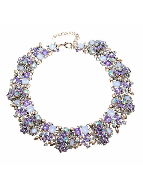 Crystal Rhinestone Statement Necklace, Christmas Gift Vintage Chunky Chain Choker Collar Bib Statement Necklace Fashion Costume Jewelry Necklaces for Women