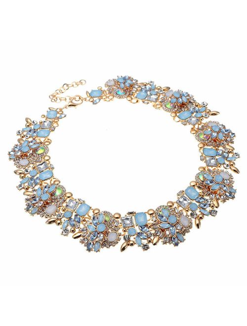 Crystal Rhinestone Statement Necklace, Christmas Gift Vintage Chunky Chain Choker Collar Bib Statement Necklace Fashion Costume Jewelry Necklaces for Women