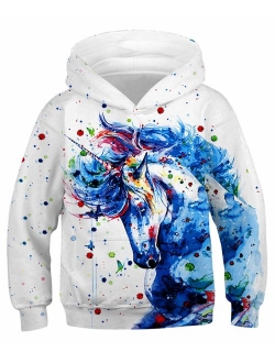 GLUDEAR Teen Boys Girls Novelty Animal Galaxy Hoodies Sweatshirts Pullover