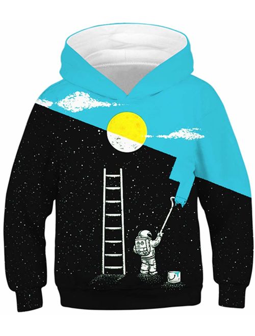 GLUDEAR Teen Boys Girls Novelty Animal Galaxy Hoodies Sweatshirts Pullover